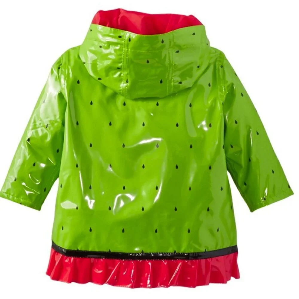 Wippette Baby Girls Coat Watermelon Raincoat Green Hooded Jacket Size 12 Months